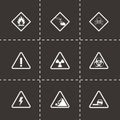 Vector black danger icons set Royalty Free Stock Photo