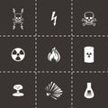 Vector black danger icons set