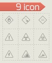 Vector black danger icons set