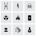 Vector black danger icons set