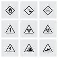 Vector black danger icons set Royalty Free Stock Photo