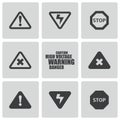 Vector black danger icons set