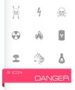 Vector black danger icons set