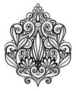 Vector Black Decorative Element in Doodle Style with Lot of Swirls