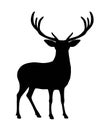 Vector black deer reindeer silhouette Royalty Free Stock Photo