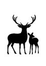 Vector black deer silhouette Royalty Free Stock Photo