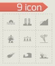 Vector black disaster icons set