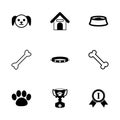 Vector black dog icon set