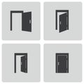 Vector black door icons set