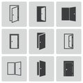 Vector black door icons set