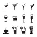 Vector black drinks & beverages icons set.