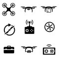 Vector black drone icon set Royalty Free Stock Photo