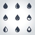 Vector black drop icon set Royalty Free Stock Photo