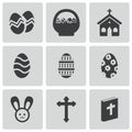 Vector black easter icons set