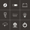 Vector black electricity icons set