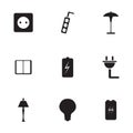 Vector black electricity icons set