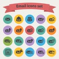 Vector black email icons set Royalty Free Stock Photo