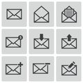 Vector black email icons set Royalty Free Stock Photo