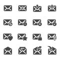 Vector black email icons set Royalty Free Stock Photo