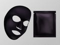 Vector black facial cosmetic mask and sachet