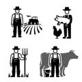 Vector black farmer Royalty Free Stock Photo