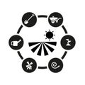 Vector black farming icon set