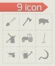 Vector black farming icons set