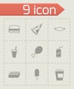 Vector black fastfood icon set