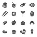 Vector black fastfood icons set