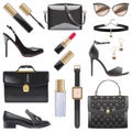 Vector Black Female Accessories Royalty Free Stock Photo