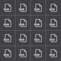 Vector black file format icons set