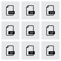 Vector black file format icons set