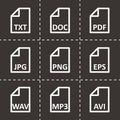 Vector black file type icon set Royalty Free Stock Photo