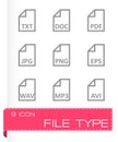 Vector black file type icon set Royalty Free Stock Photo