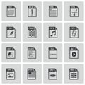 Vector black file type icons set