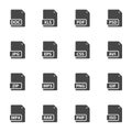 Vector black file type icons set Royalty Free Stock Photo