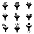 Vector black filter data icon set Royalty Free Stock Photo