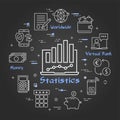 Vector black finance and banking statistics line concept Royalty Free Stock Photo