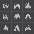 Vector black fire icons set Royalty Free Stock Photo