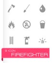 Vector black firefighter icon set