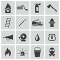 Vector black firefighter icons set