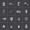 Vector black firefighter icons set