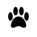 Vector black flat cad dog paw step foot print