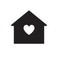 Vector black house silhouette with heart