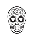 Vector black flat outline Day of The Dead Skull