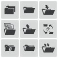 Vector black folder icons set Royalty Free Stock Photo