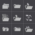 Vector black folder icons set Royalty Free Stock Photo