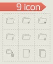 Vector black folder icons set