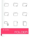 Vector black folder icons set Royalty Free Stock Photo