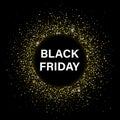 Vector Black Friday banner with golden confetti on black Royalty Free Stock Photo